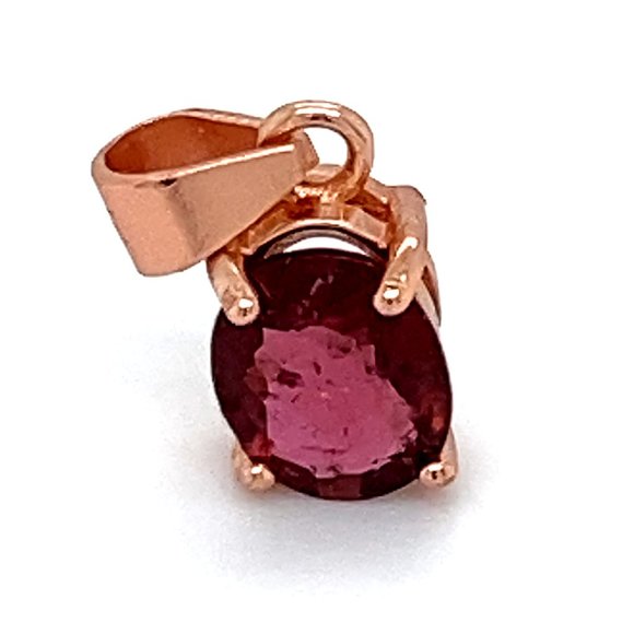 Red Tourmaline .76ct Rose Gold Silver Pendant - Picture 1 of 6